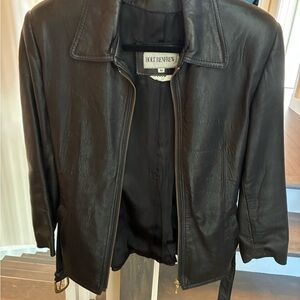 Holt Renfrew Women's Black Leather Zip Jacket